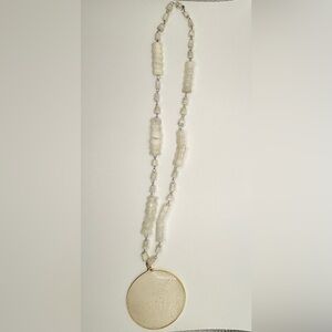 VTG Mayan Aztec Hand Carved Sun God 2 Tone Metal Soapstone Pendant 15” Necklace